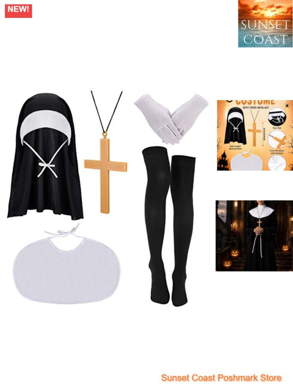 5-Piece Halloween Costume Accessory Set Knitted Fabric Polyester Gloves